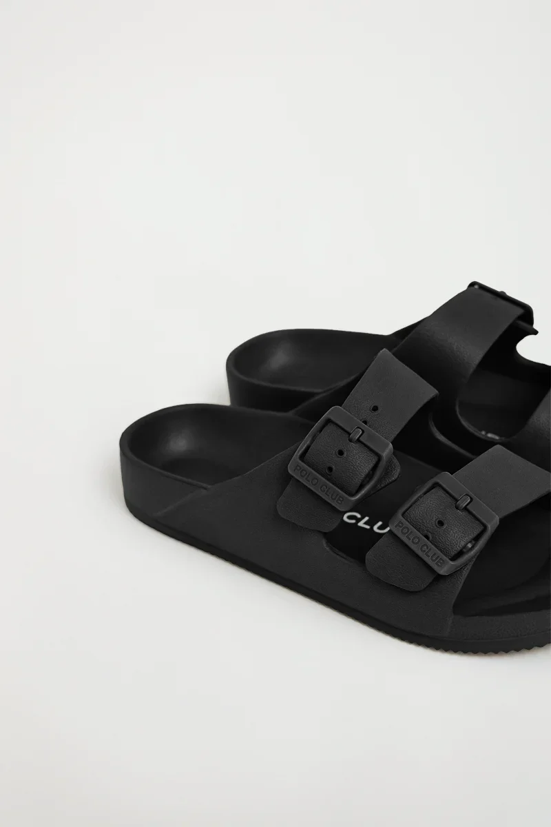 Black unisex double-buckle bio sandals Polo Club - Image 3
