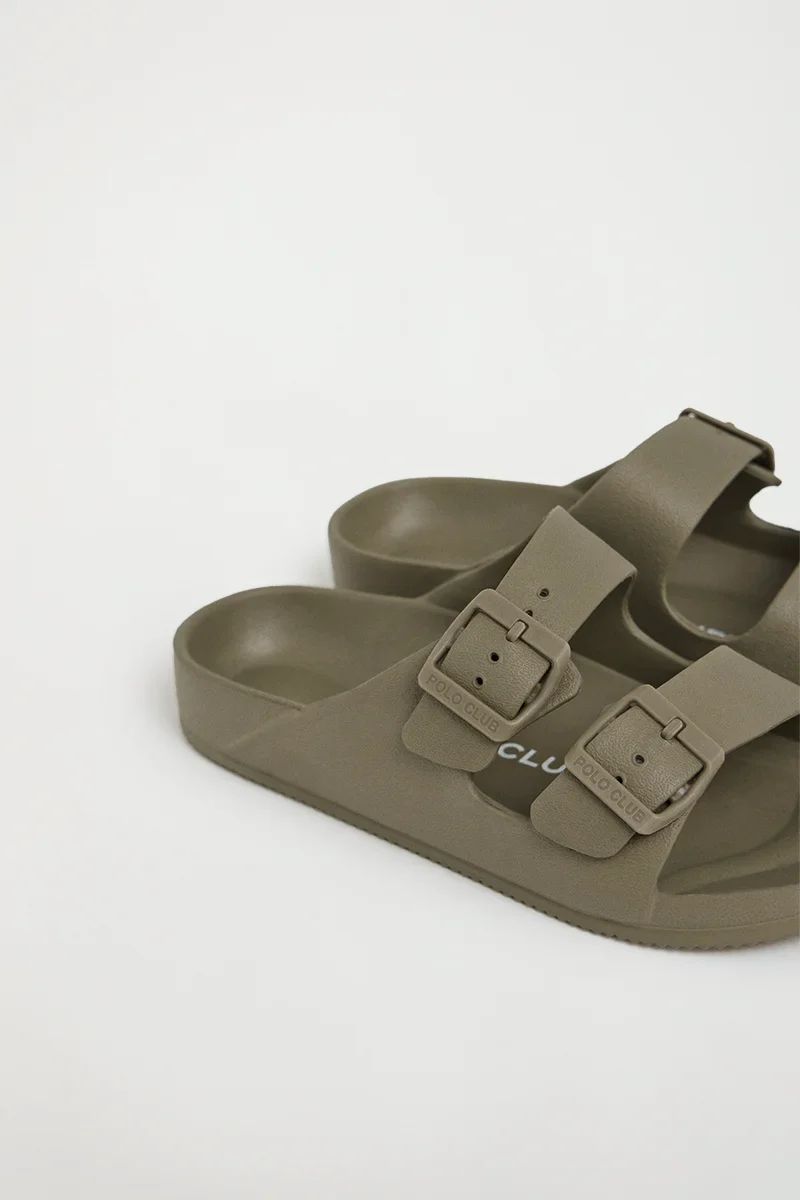 Khaki unisex double-buckle bio sandals Polo Club - Image 3