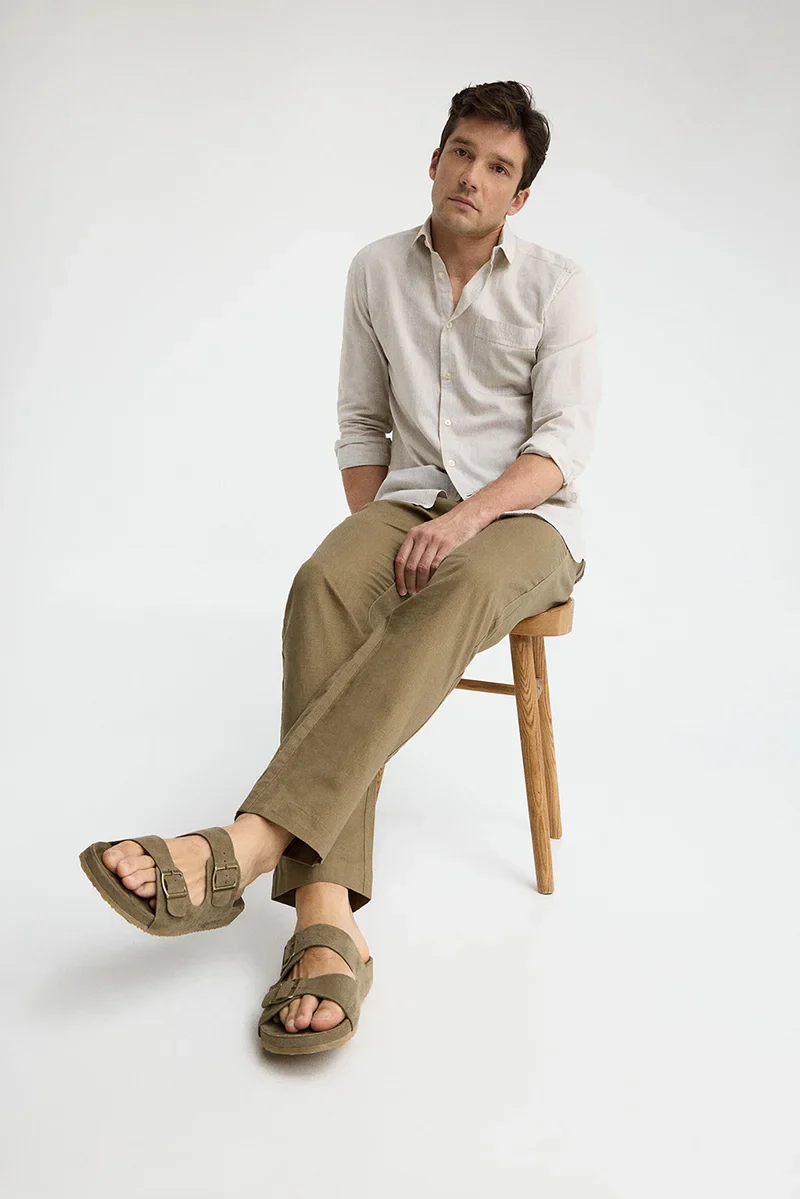 Sandy suede bio sandal Keat with buckles and Polo Club logo