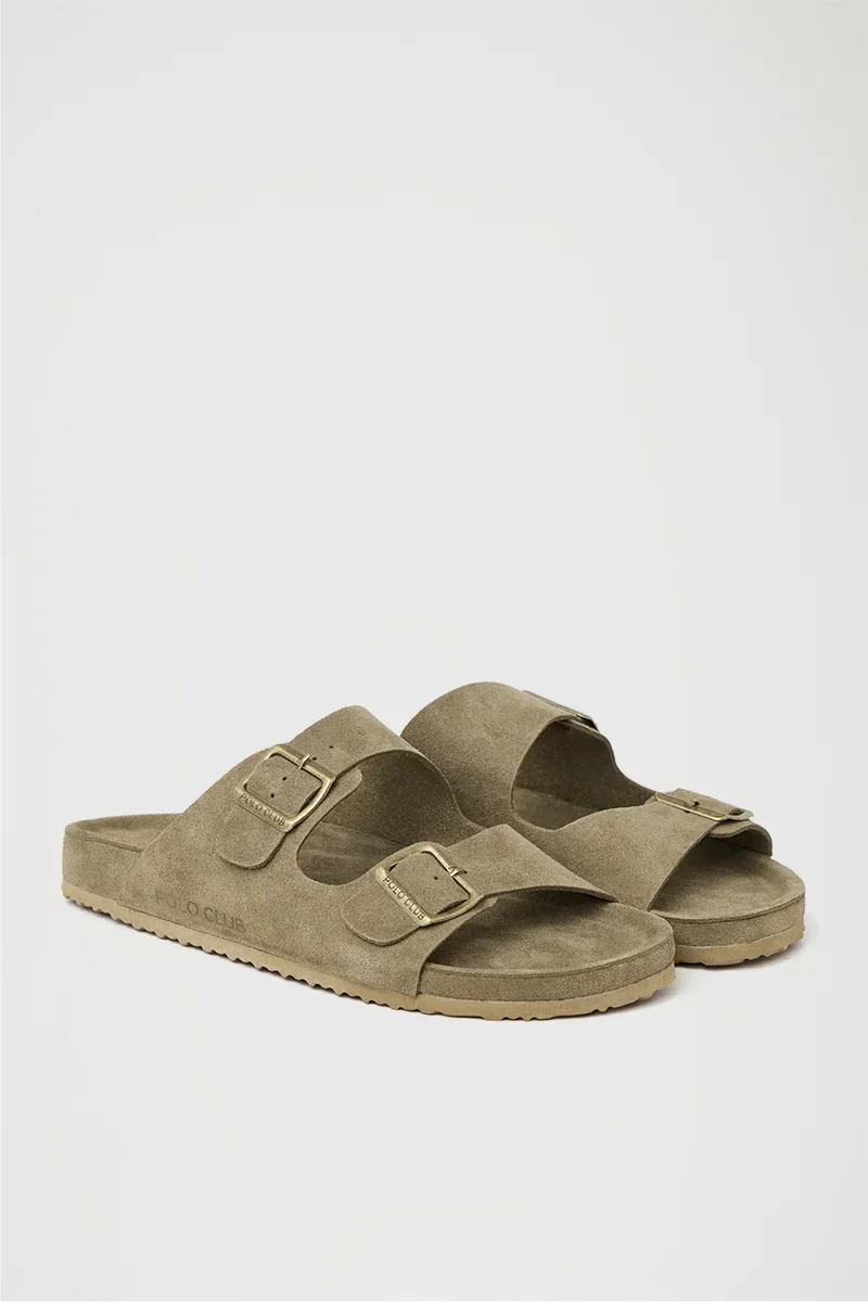 Sandy suede bio sandal Keat with buckles and Polo Club logo - Image 3