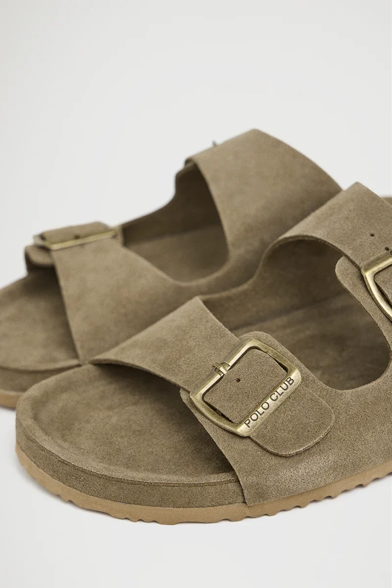 Sandy suede bio sandal Keat with buckles and Polo Club logo - Image 4