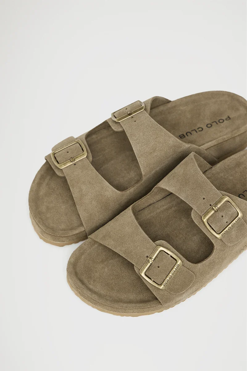 Sandy suede bio sandal Keat with buckles and Polo Club logo - Image 7