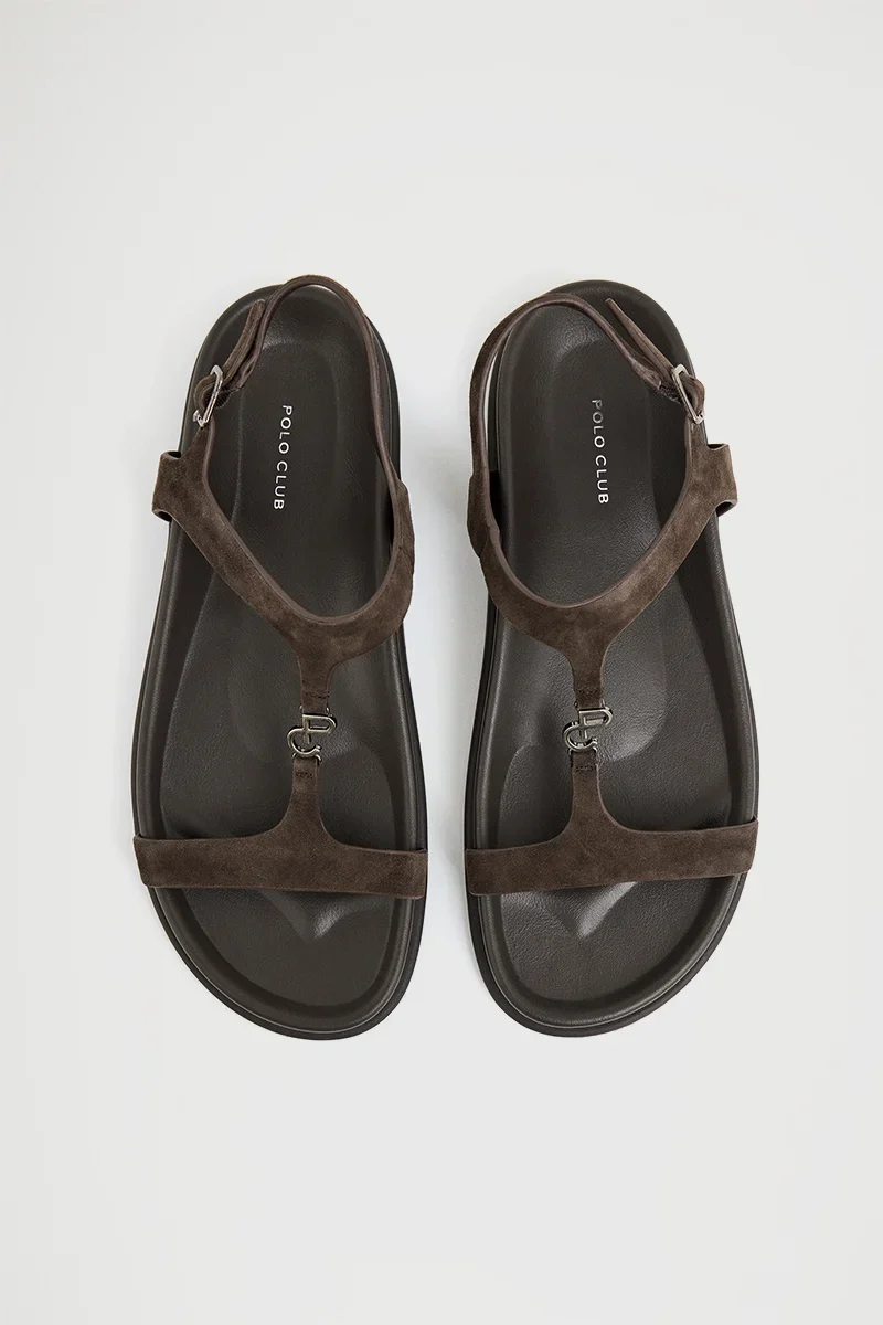 Brown bio sandal Orelia with Polo Club metal detail - Image 2