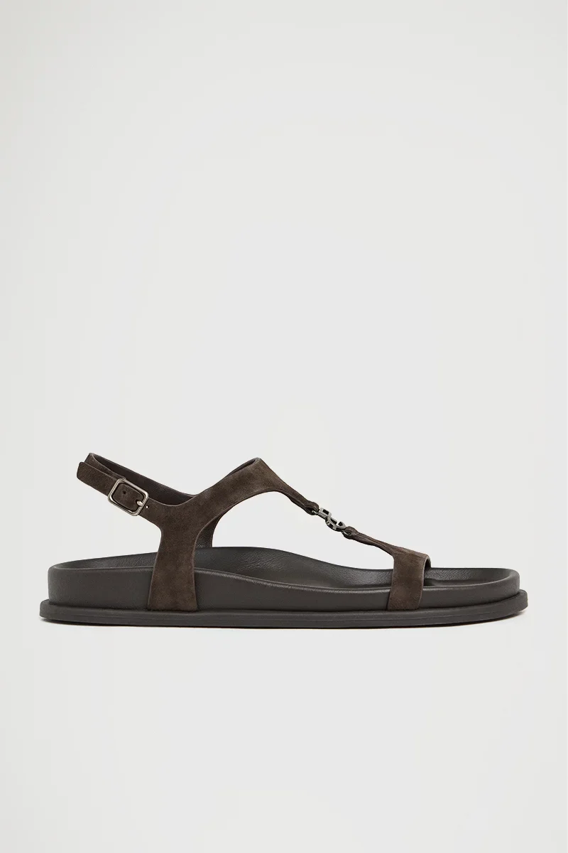 Brown bio sandal Orelia with Polo Club metal detail - Image 3