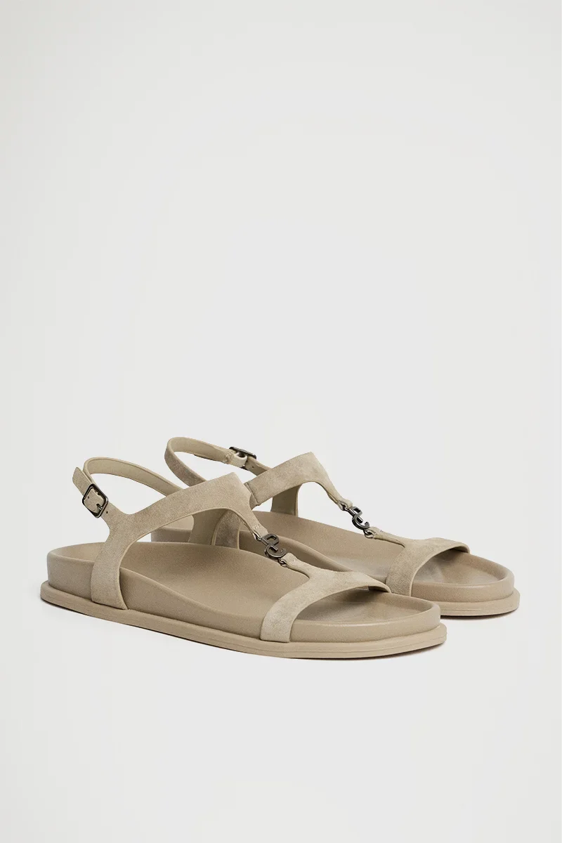 Ecru bio sandal Orelia with Polo Club metal detail - Image 2