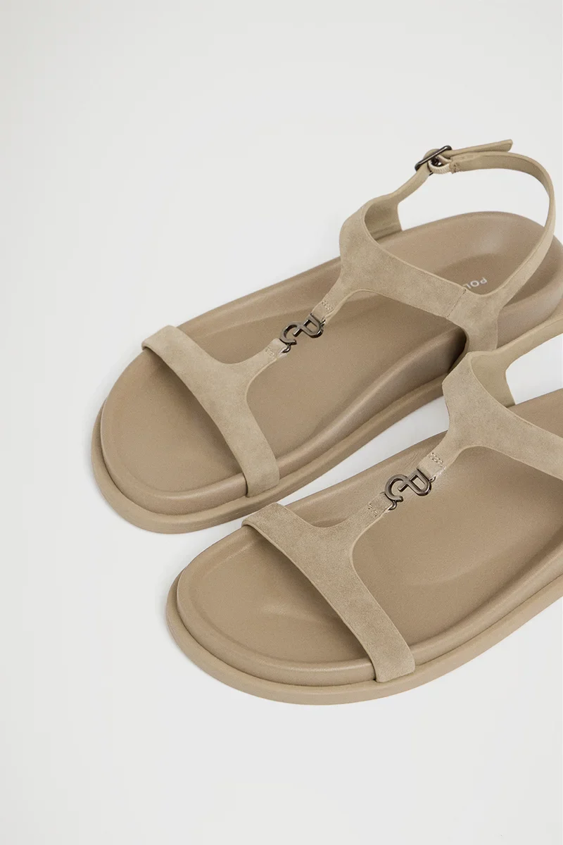 Ecru bio sandal Orelia with Polo Club metal detail - Image 3