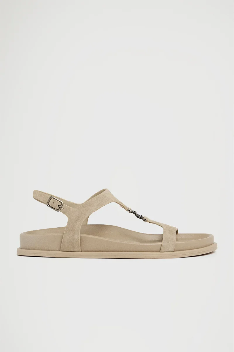 Ecru bio sandal Orelia with Polo Club metal detail - Image 4