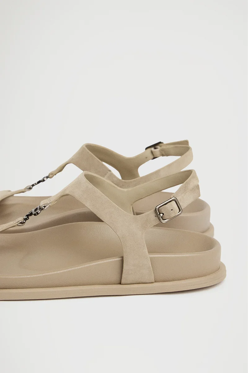 Ecru bio sandal Orelia with Polo Club metal detail - Image 5