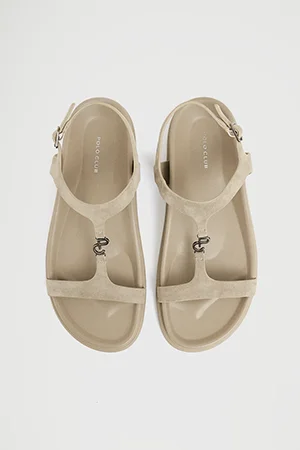 Ecru bio sandal Orelia with Polo Club metal detail - Image 7