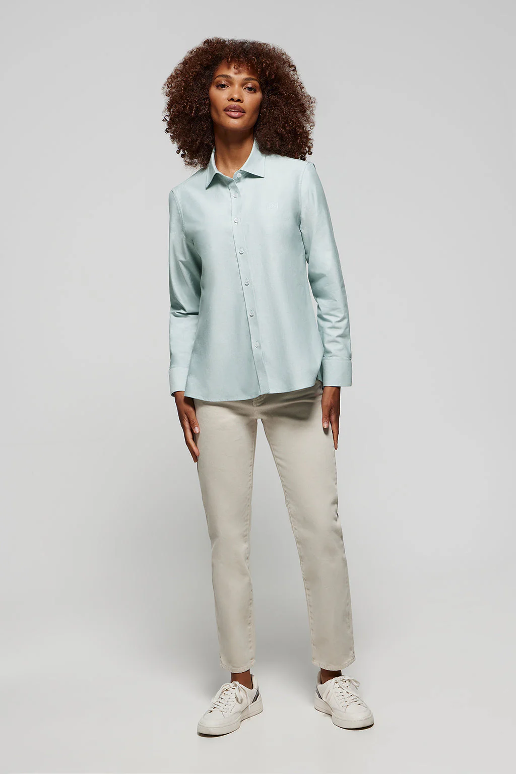Green Oxford shirt with embroidered logo - Image 2