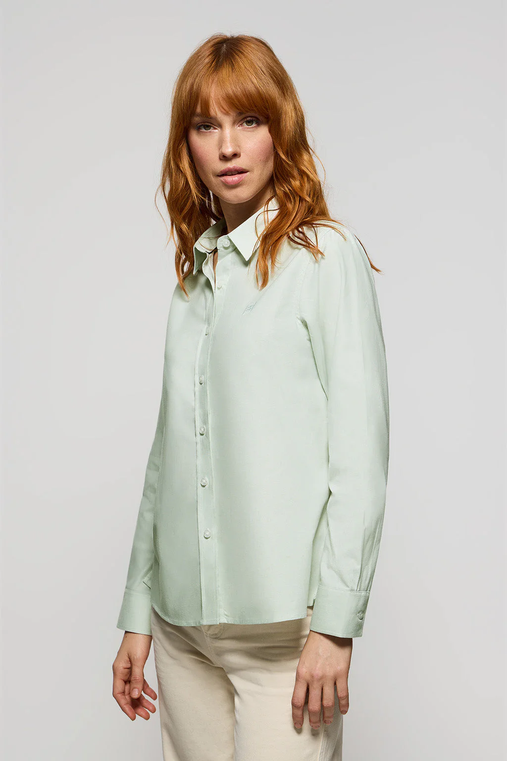 Light-green Oxford shirt with embroidered logo - Image 3