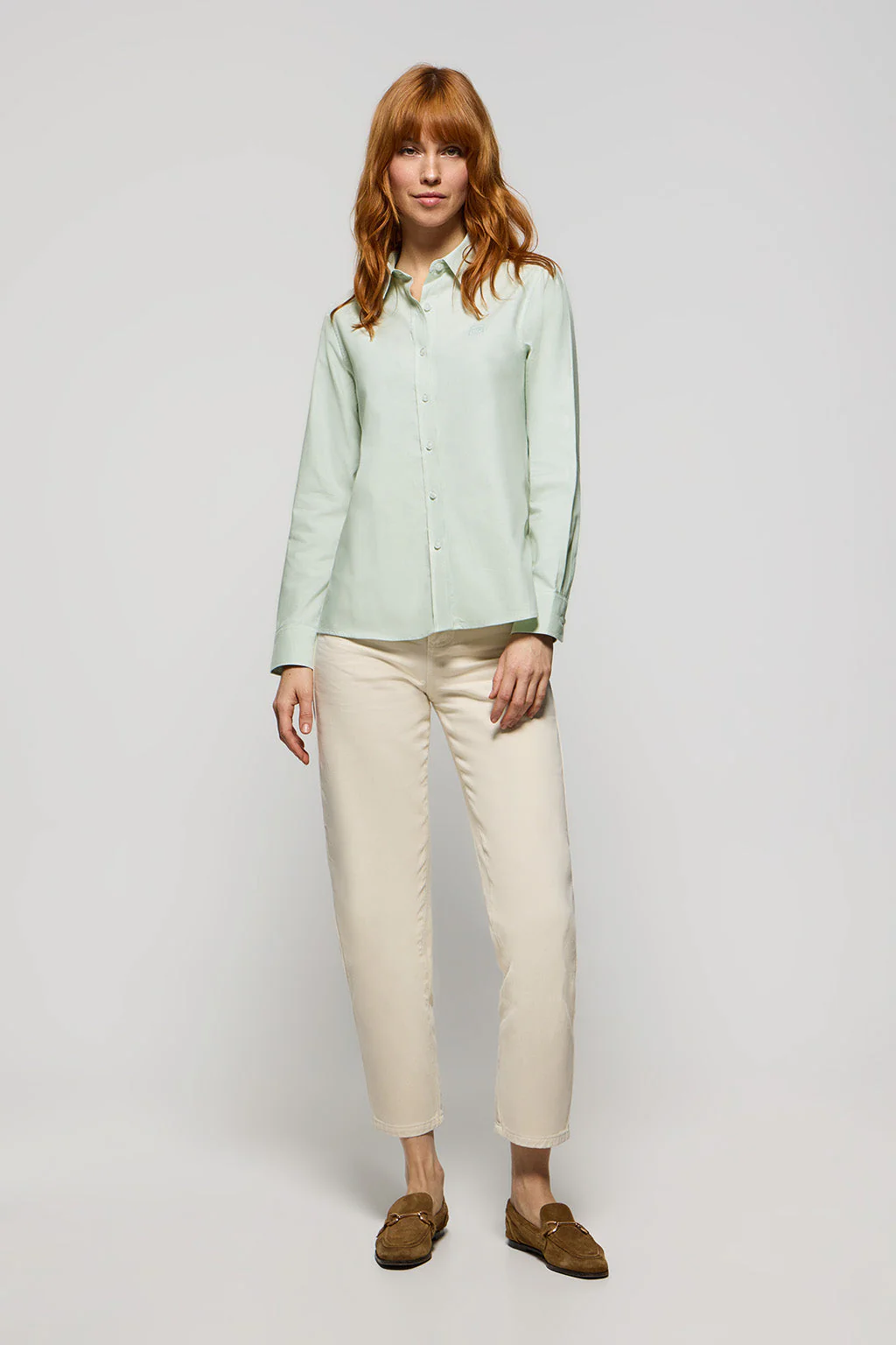 Light-green Oxford shirt with embroidered logo - Image 4