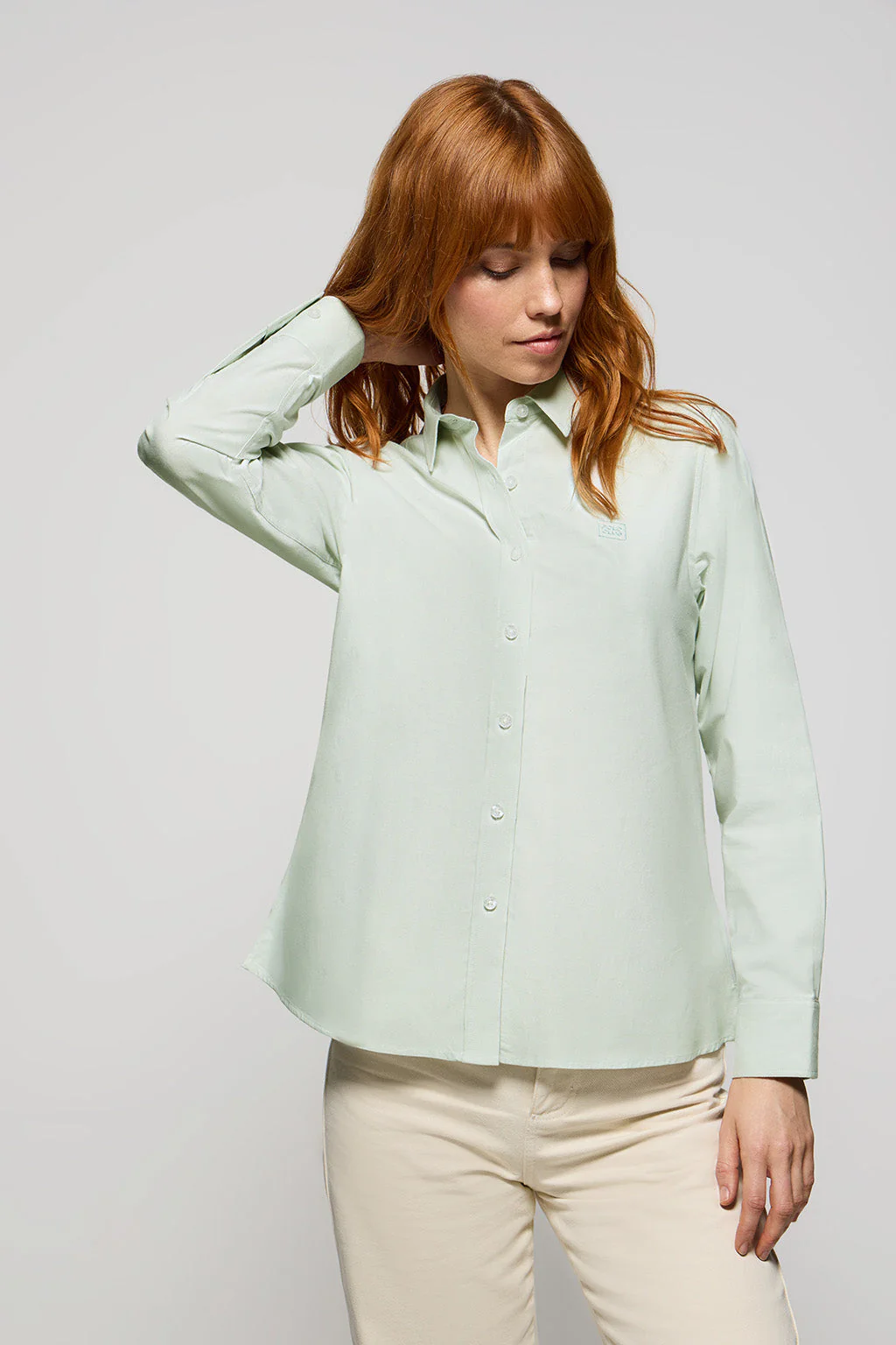 Light-green Oxford shirt with embroidered logo - Image 5