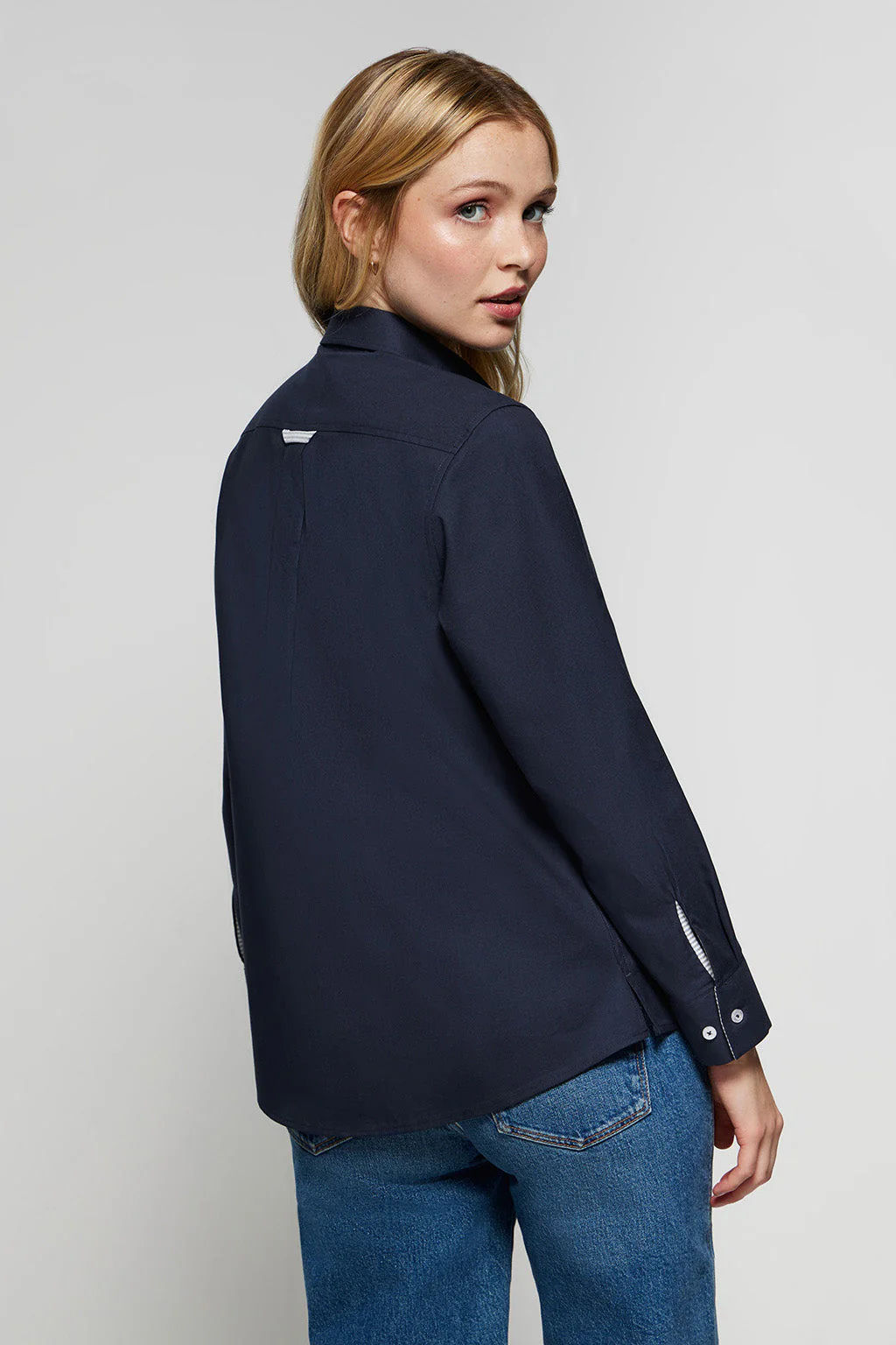 Navy-blue Oxford shirt with embroidered logo - Image 4