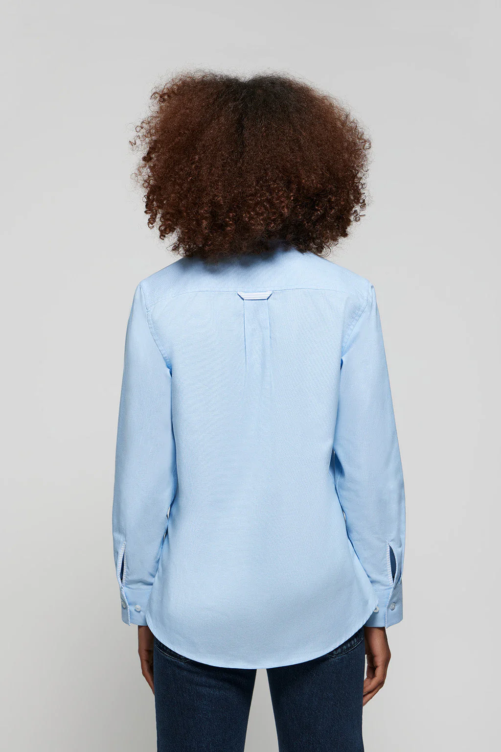 Sky-blue Oxford shirt with embroidered logo - Image 5