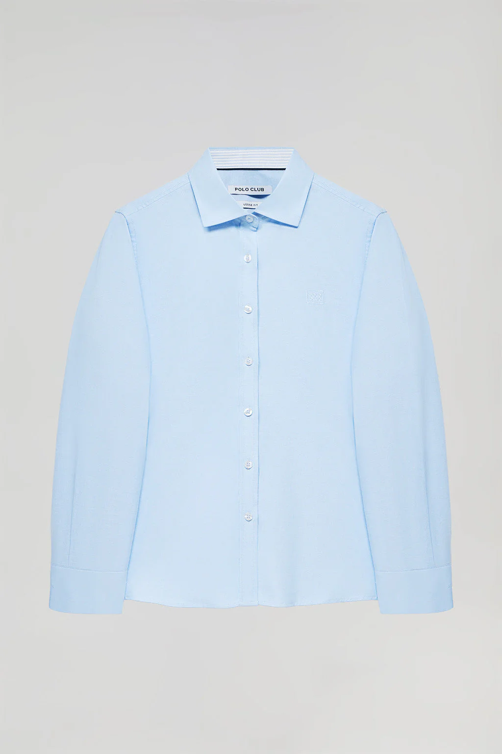 Sky-blue Oxford shirt with embroidered logo - Image 6