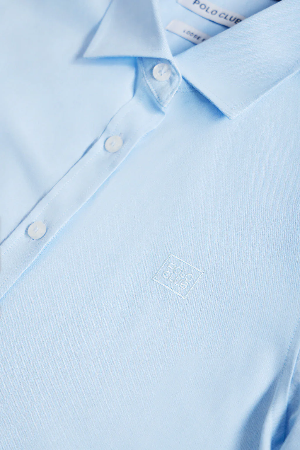 Sky-blue Oxford shirt with embroidered logo - Image 7
