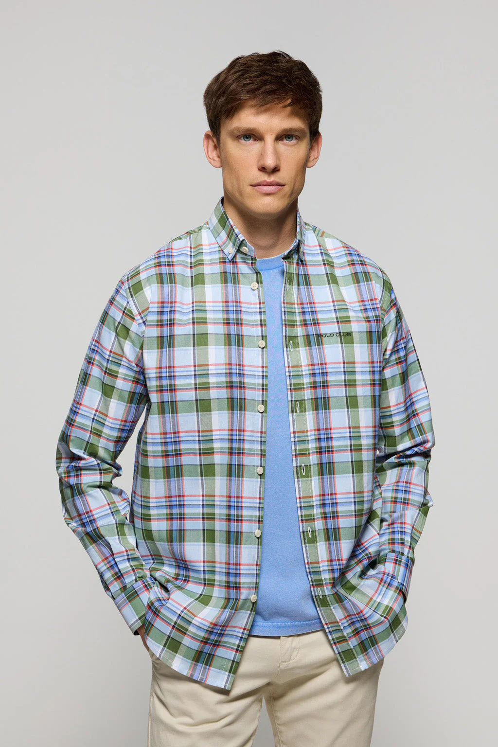 Checked shirt in green hues with Polo Club logo - Image 2