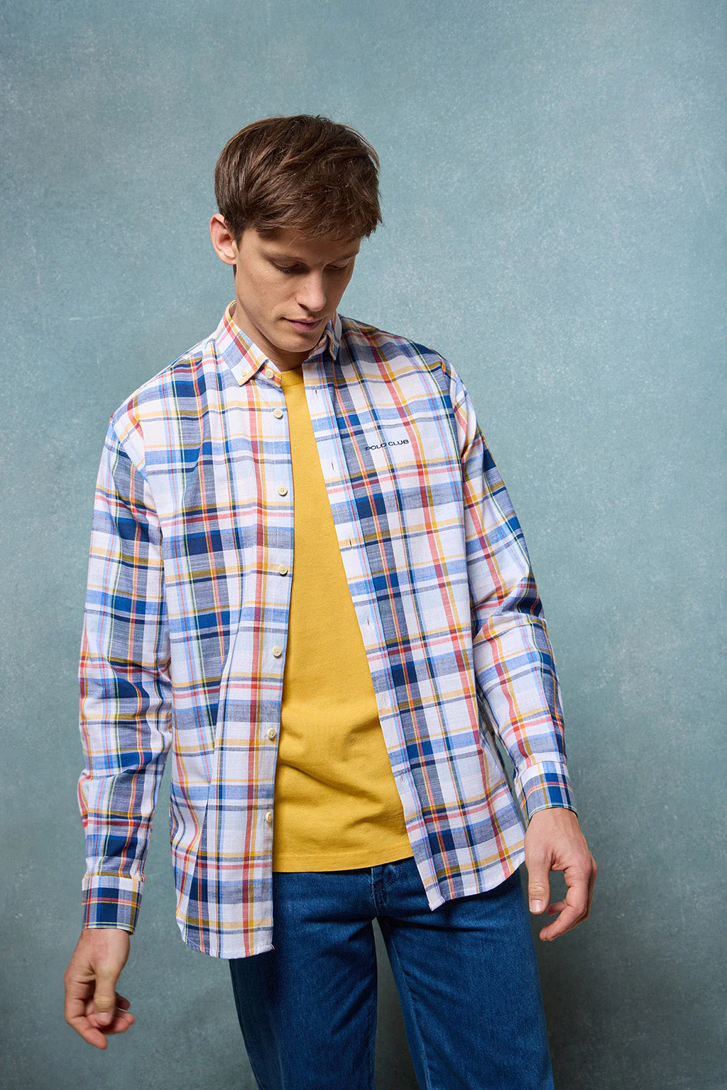 Checked shirt in multicoloured hues with Polo Club logo