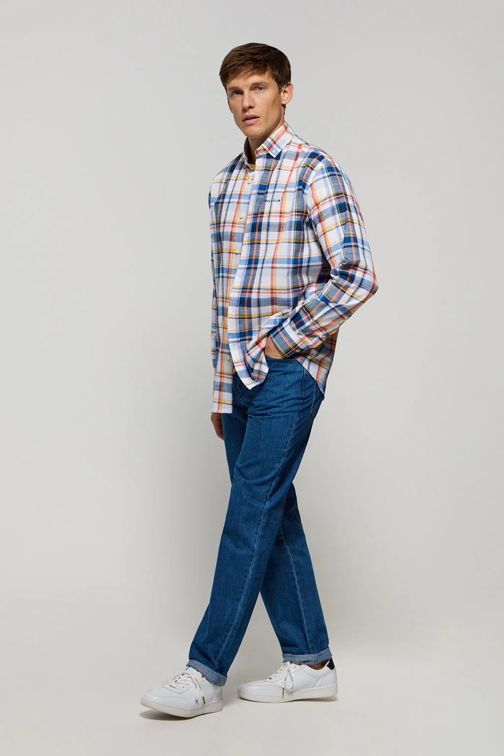 Checked shirt in multicoloured hues with Polo Club logo - Image 3