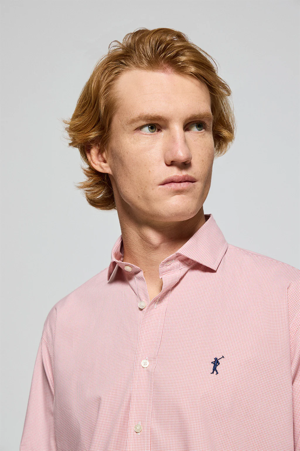 Light-orange vichy-check shirt Arizona with Rigby Go embroidered logo