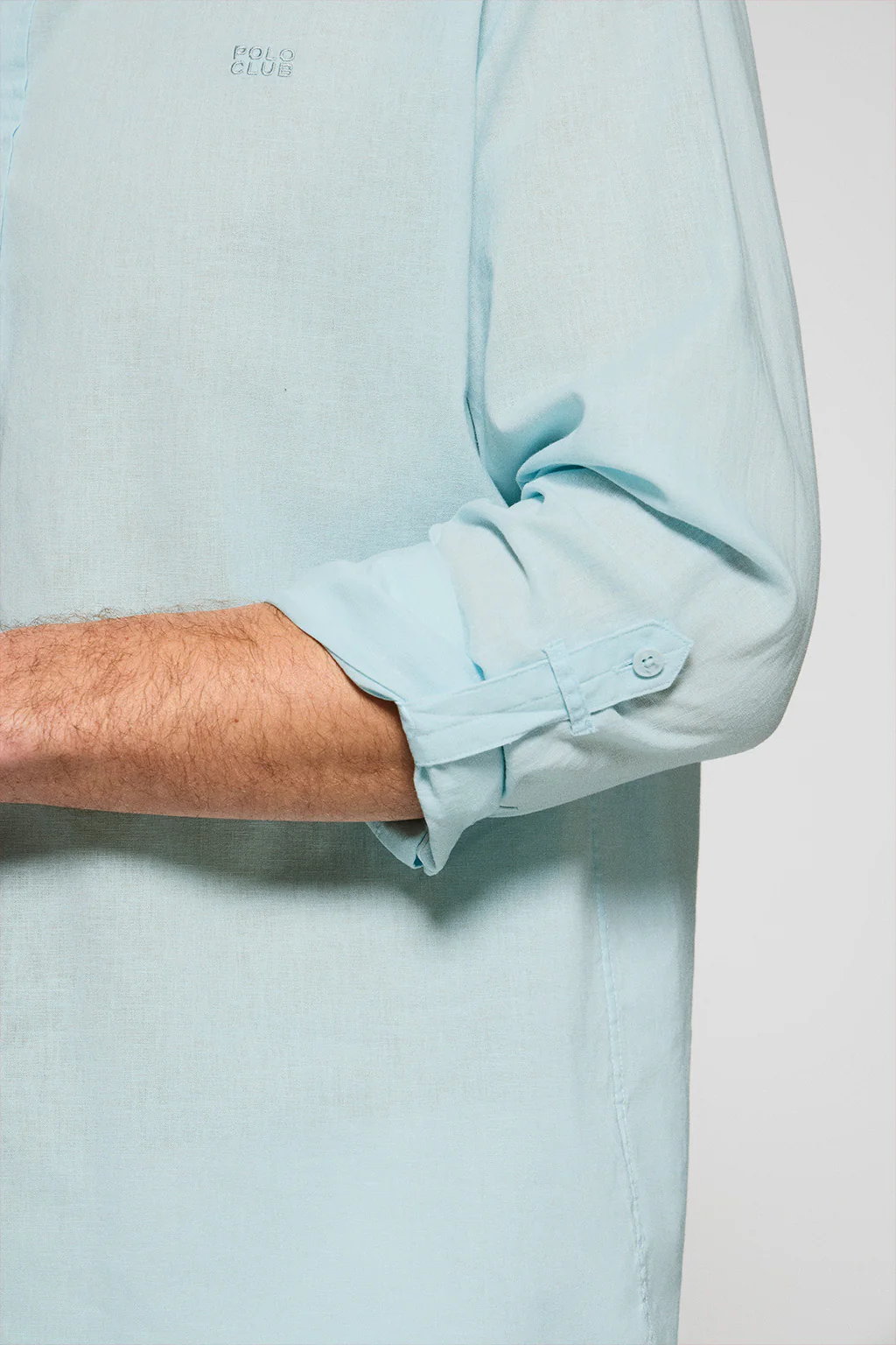 Aqua regular-fit shirt in linen and cotton with embroidered logo - Image 5