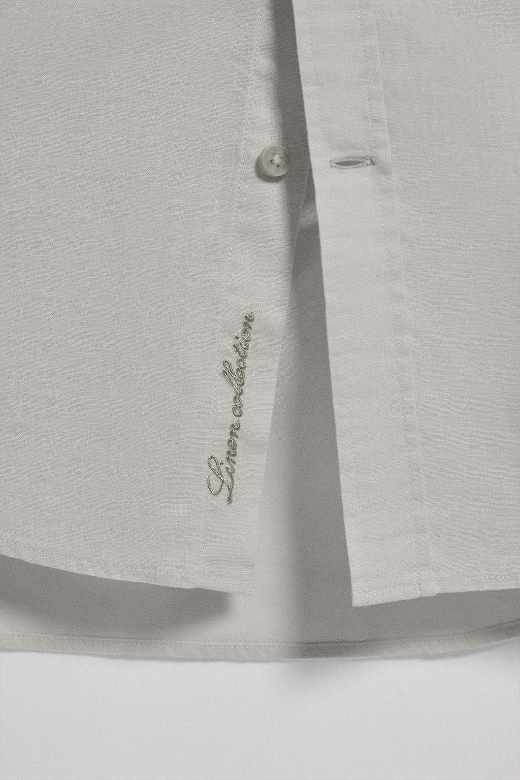 Grey regular-fit shirt in linen and cotton with embroidered logo - Image 9