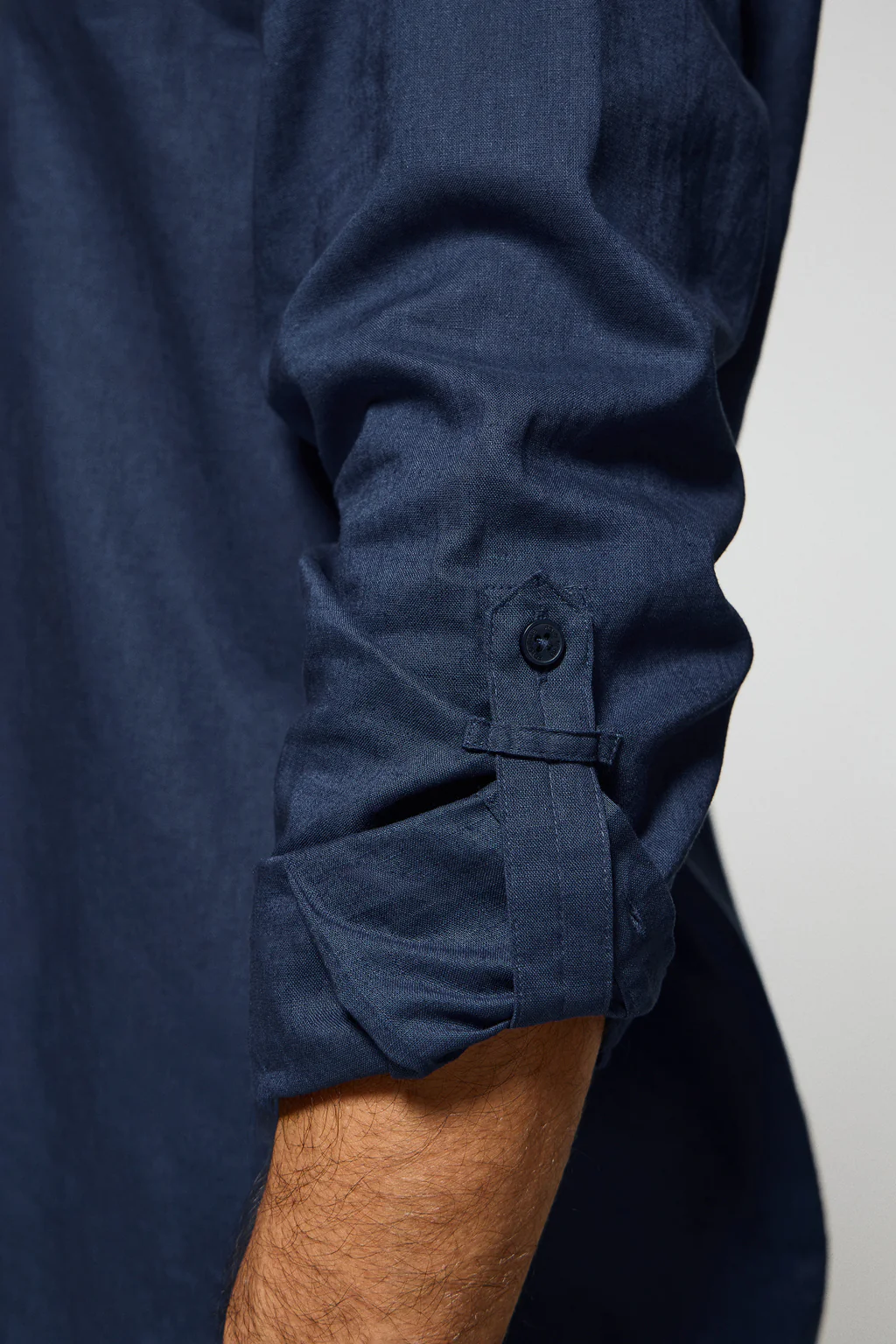 Navy-blue regular-fit shirt in linen and cotton with embroidered logo - Image 5