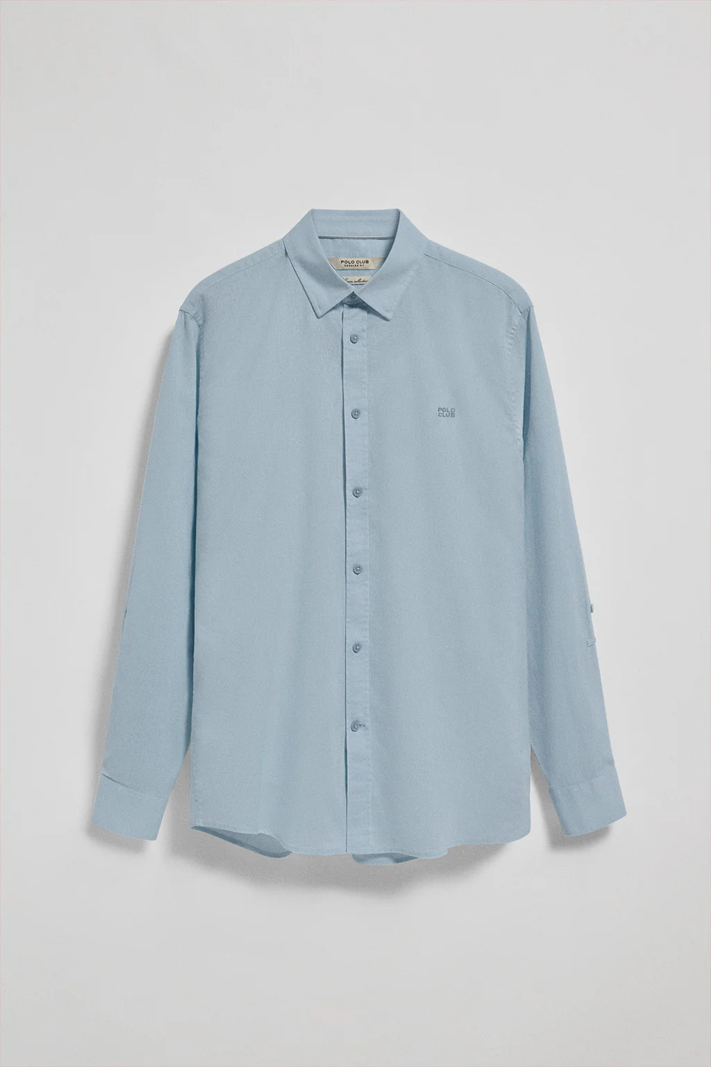 Sky-blue regular-fit shirt in linen and cotton with embroidered logo - Image 6