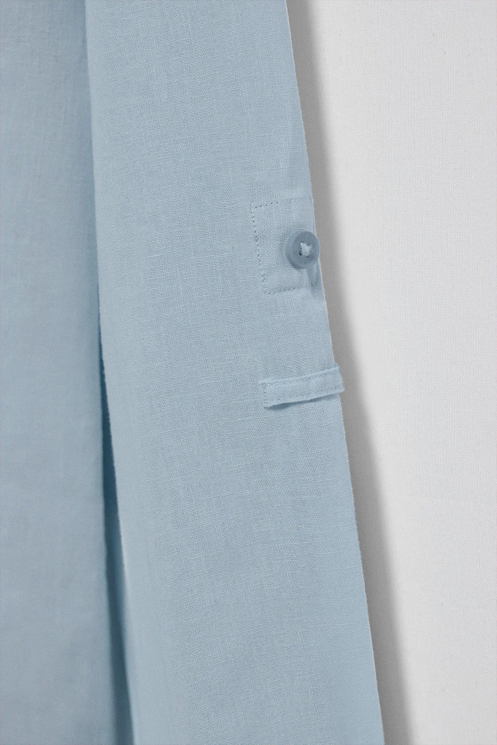 Sky-blue regular-fit shirt in linen and cotton with embroidered logo - Image 8