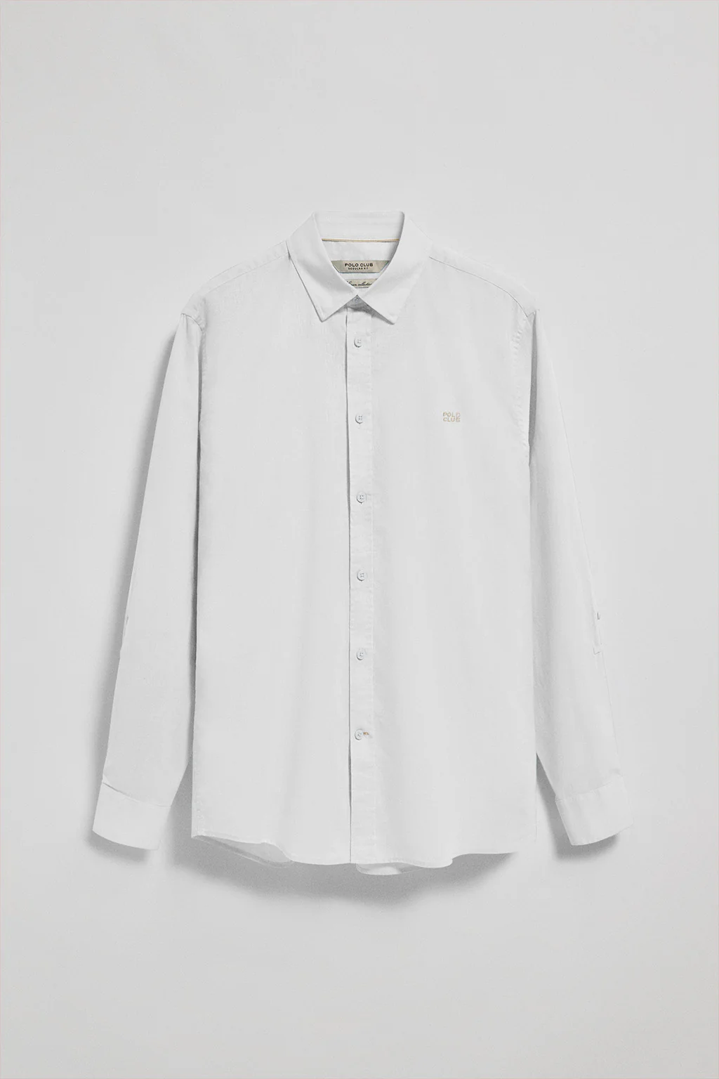 White regular-fit shirt in linen and cotton with embroidered logo - Image 10