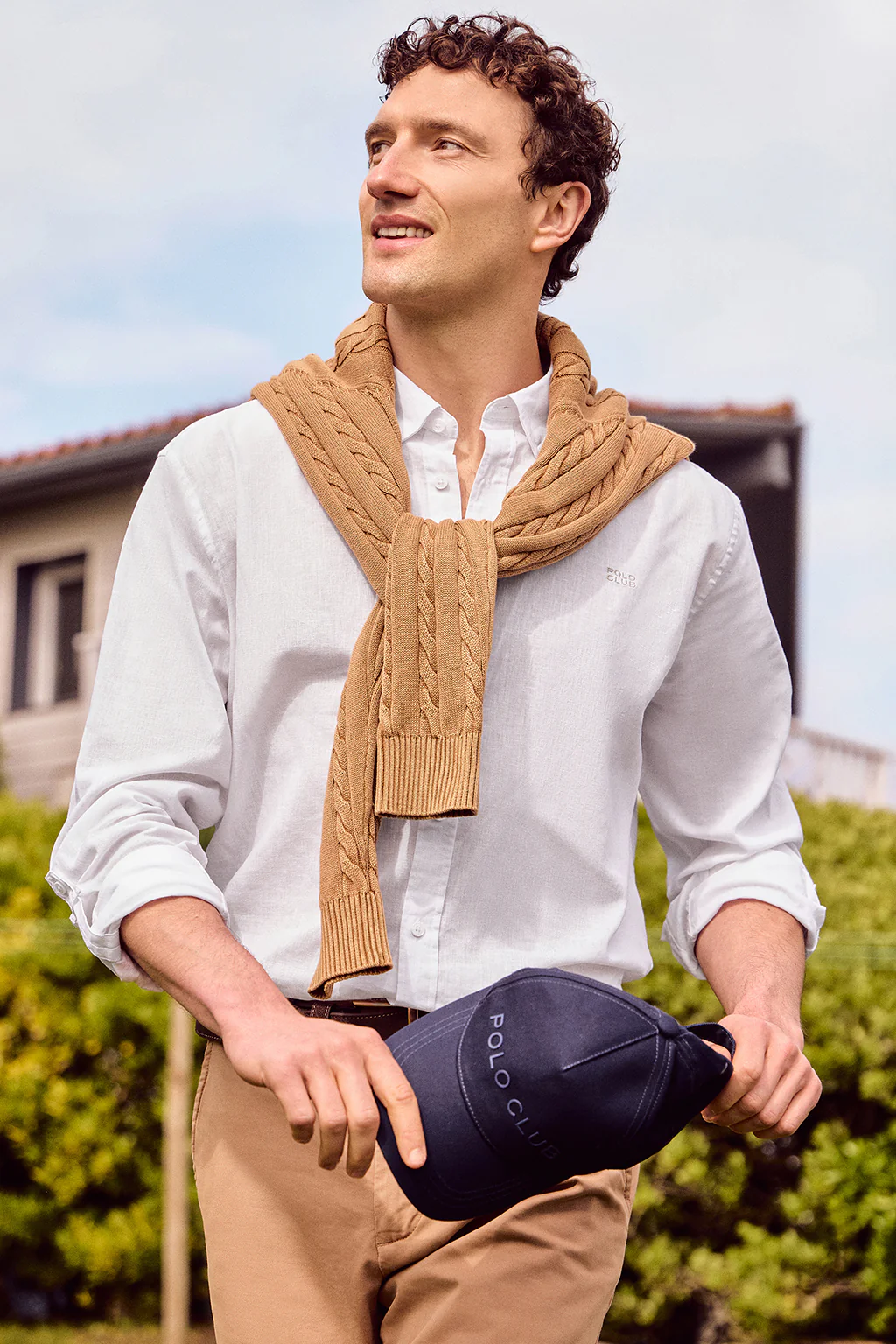 White regular-fit shirt in linen and cotton with embroidered logo - Image 15