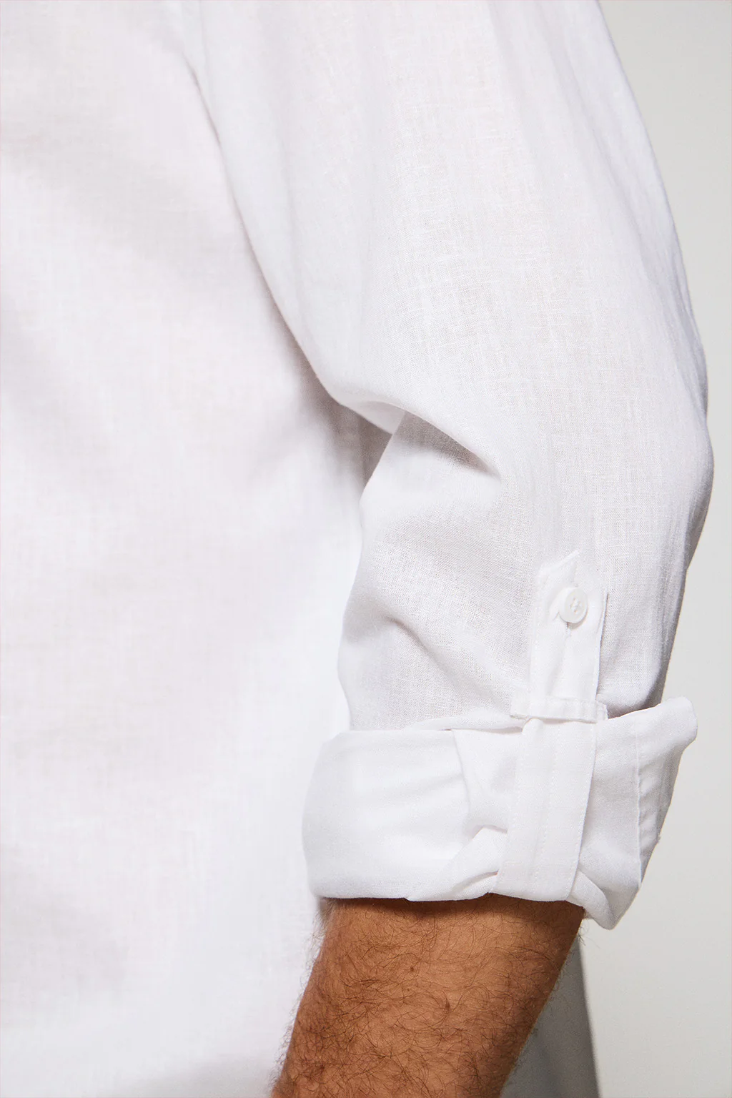 White regular-fit shirt in linen and cotton with embroidered logo - Image 5