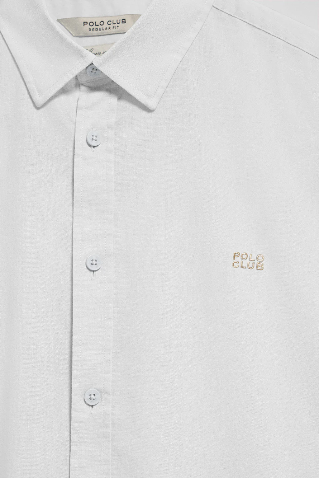 White regular-fit shirt in linen and cotton with embroidered logo - Image 7