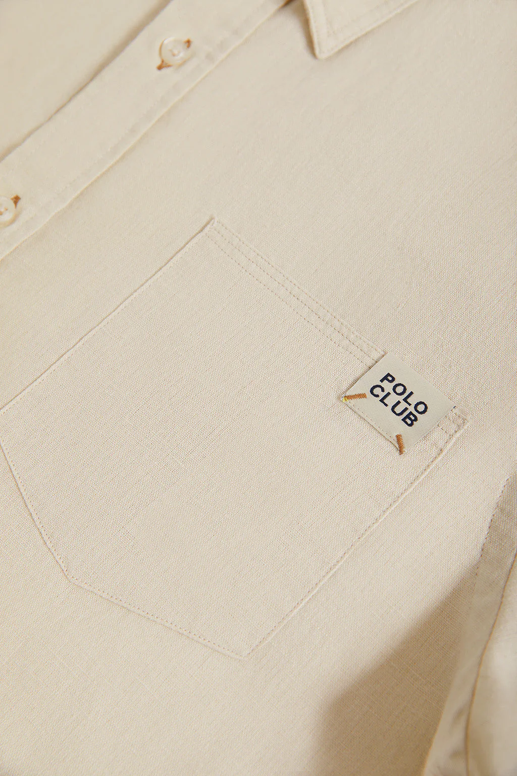 Beige linen shirt with chest pocket - Image 8