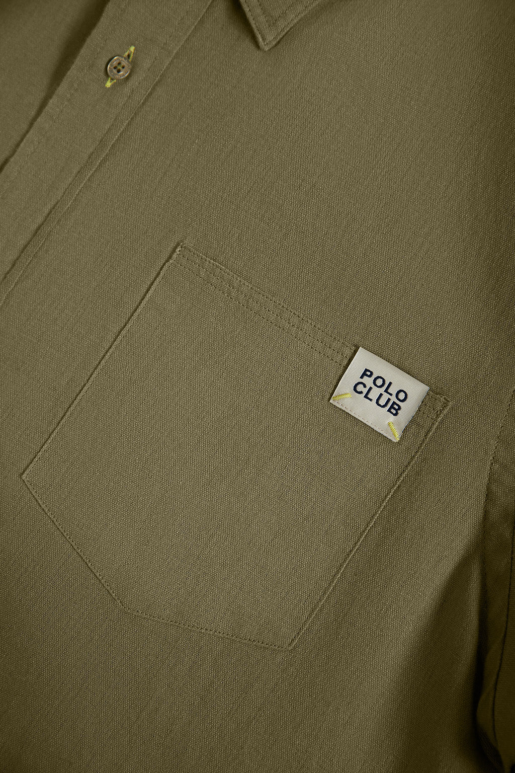 Khaki linen shirt with chest pocket - Image 9