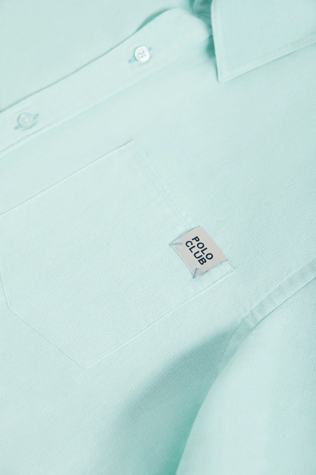 Green linen shirt with chest pocket - Image 9