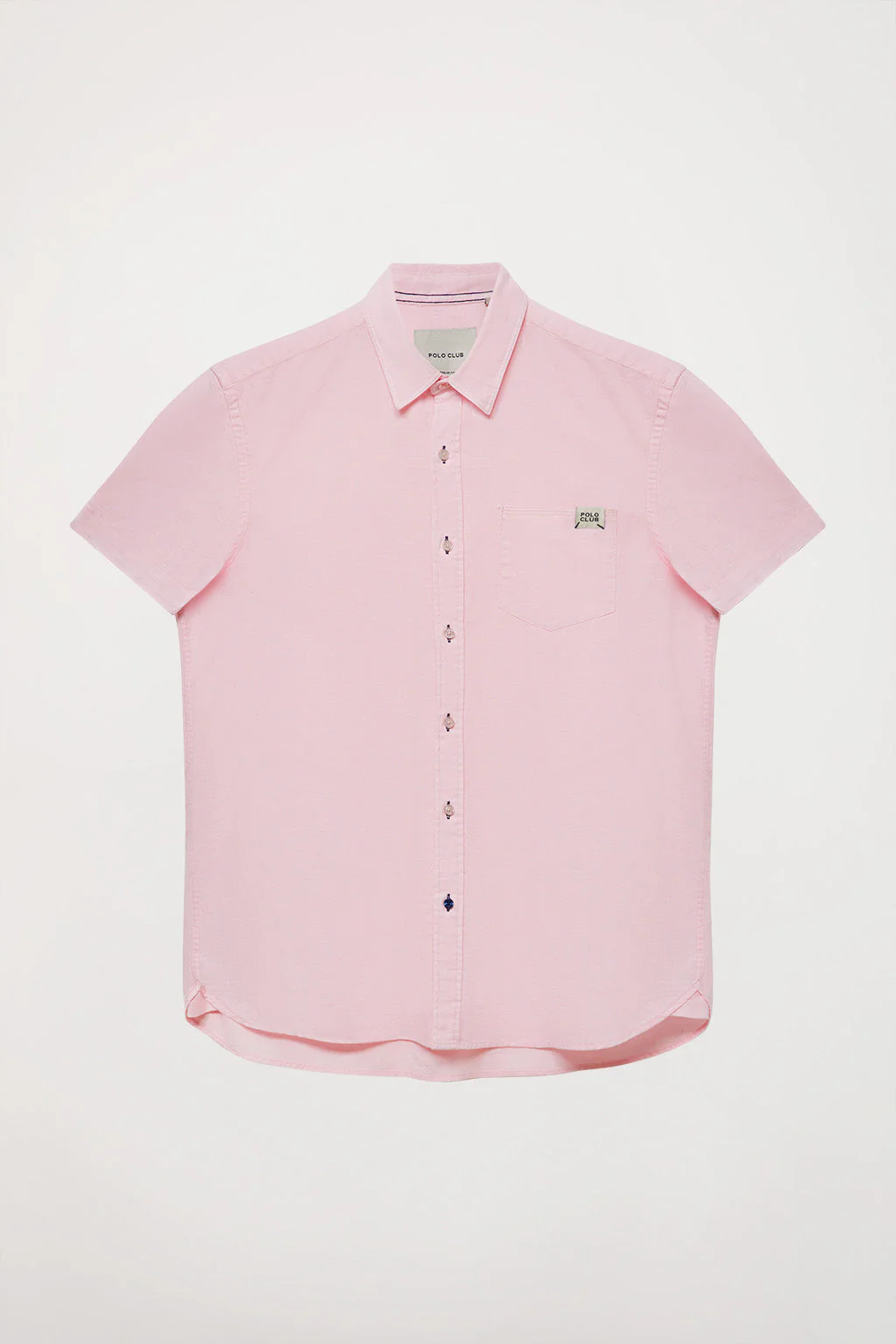 Pink linen shirt with chest pocket - Image 7