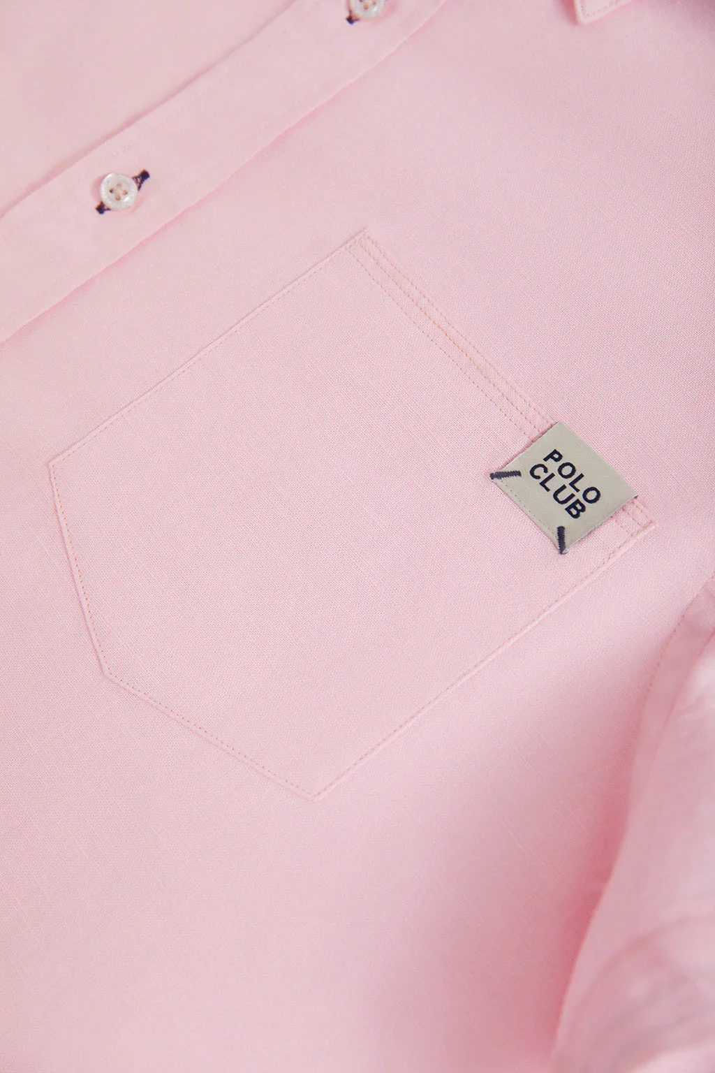 Pink linen shirt with chest pocket - Image 9