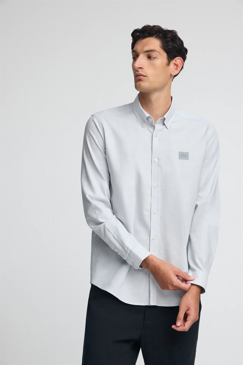Light-blue regular-fit shirt with buttoned collar and Polo Club logo - Image 2