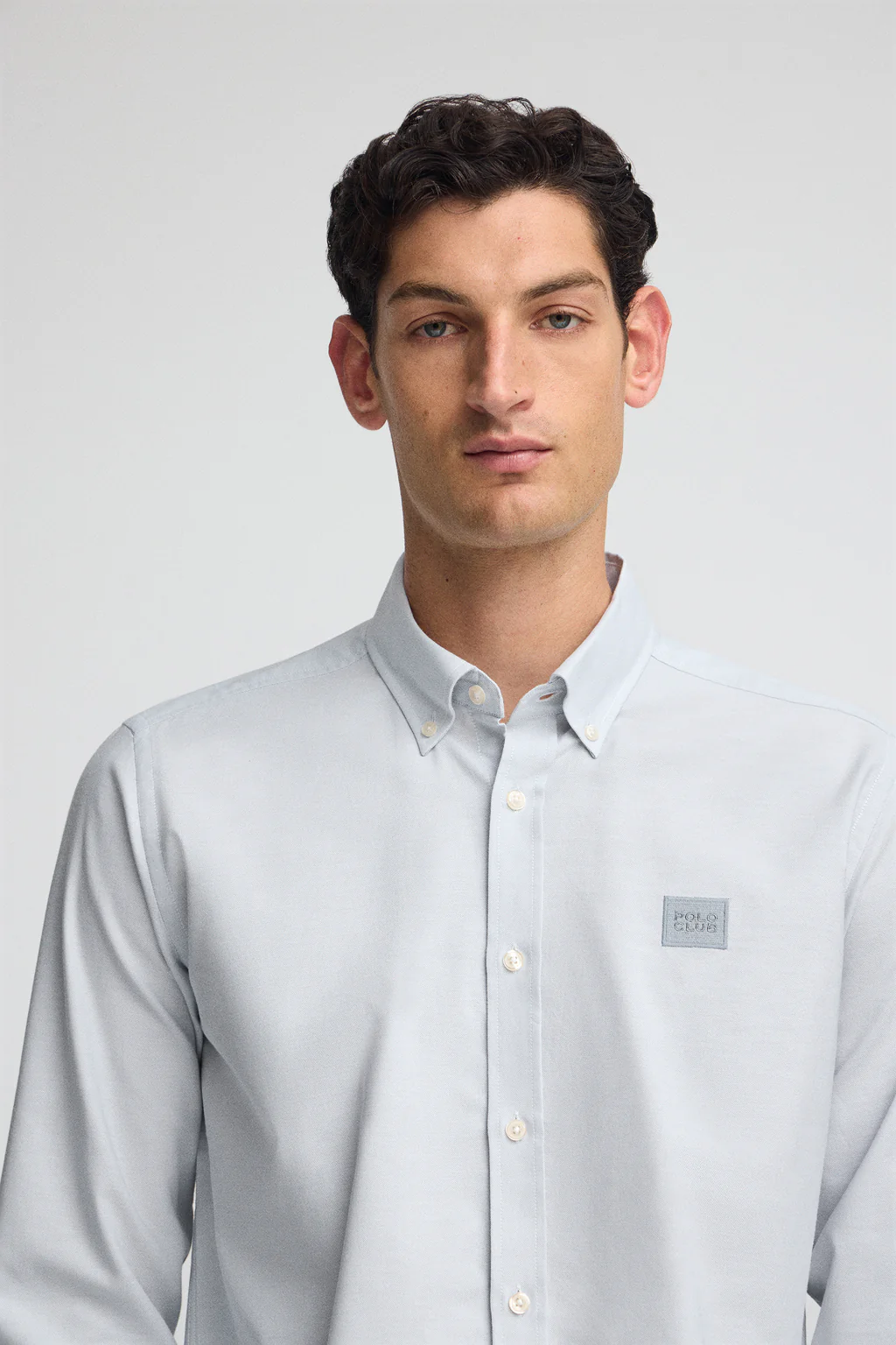 Light-blue regular-fit shirt with buttoned collar and Polo Club logo - Image 3