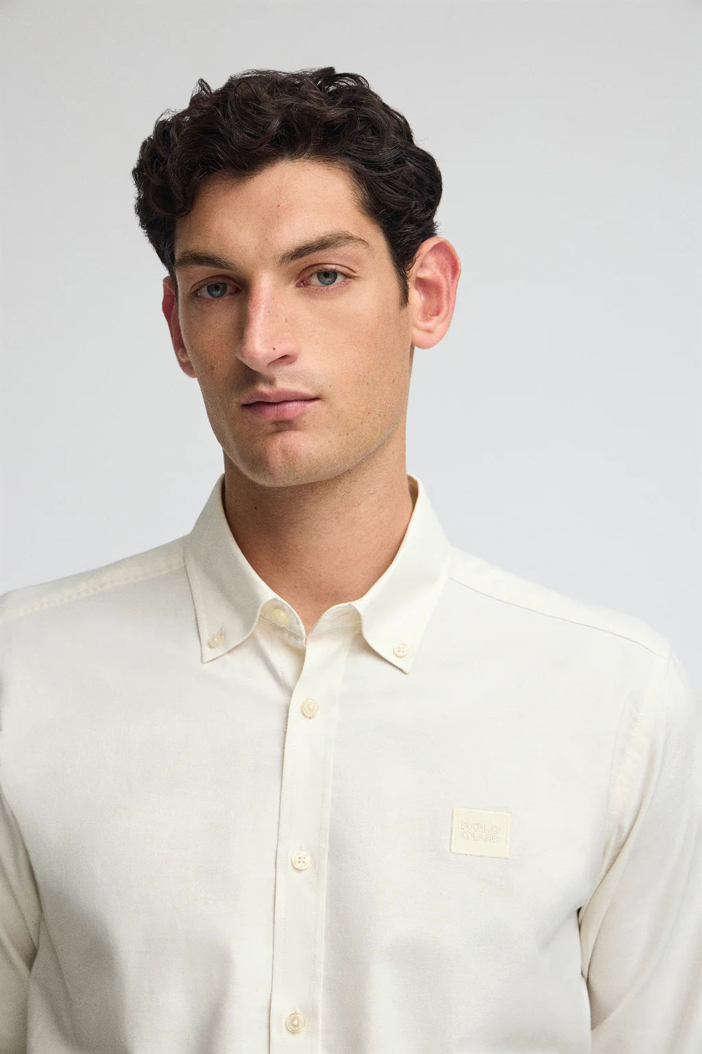Nude regular-fit shirt with buttoned collar and Polo Club logo
