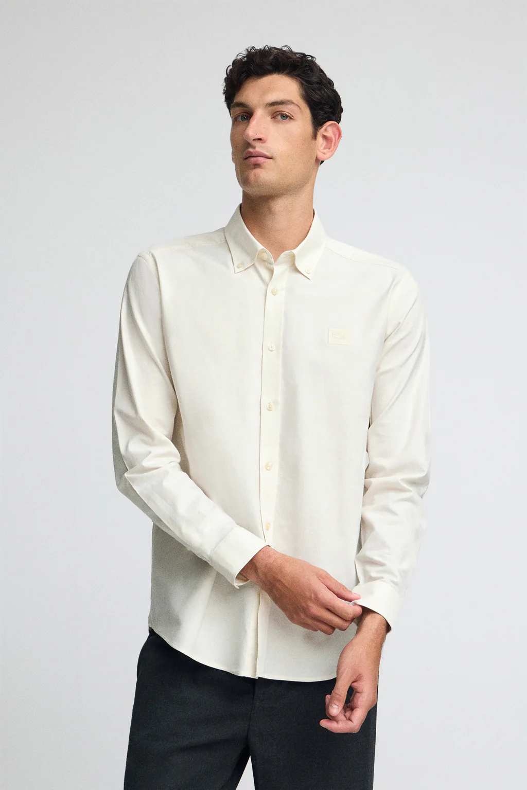 Nude regular-fit shirt with buttoned collar and Polo Club logo - Image 2