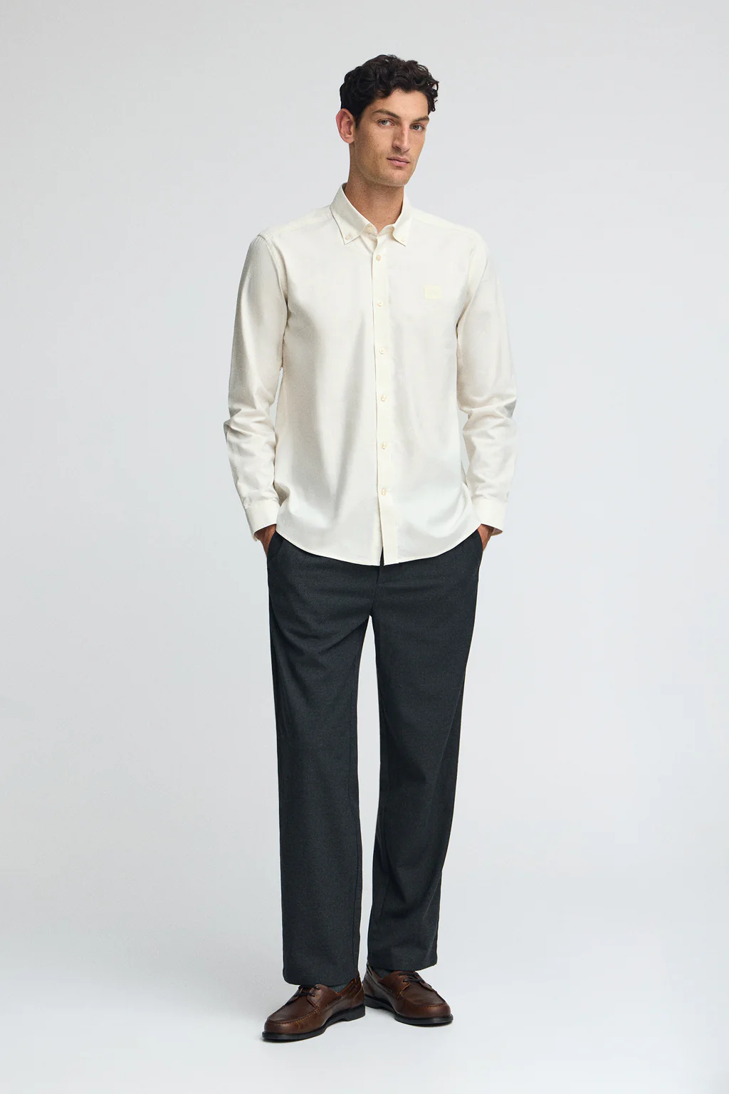 Nude regular-fit shirt with buttoned collar and Polo Club logo - Image 3