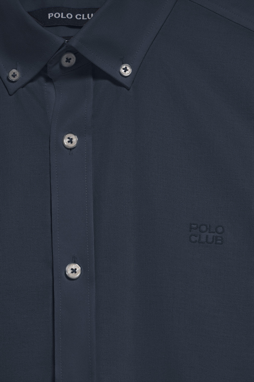 Navy-blue plain Oxford shirt with Polo Club embroidered logo - Image 6