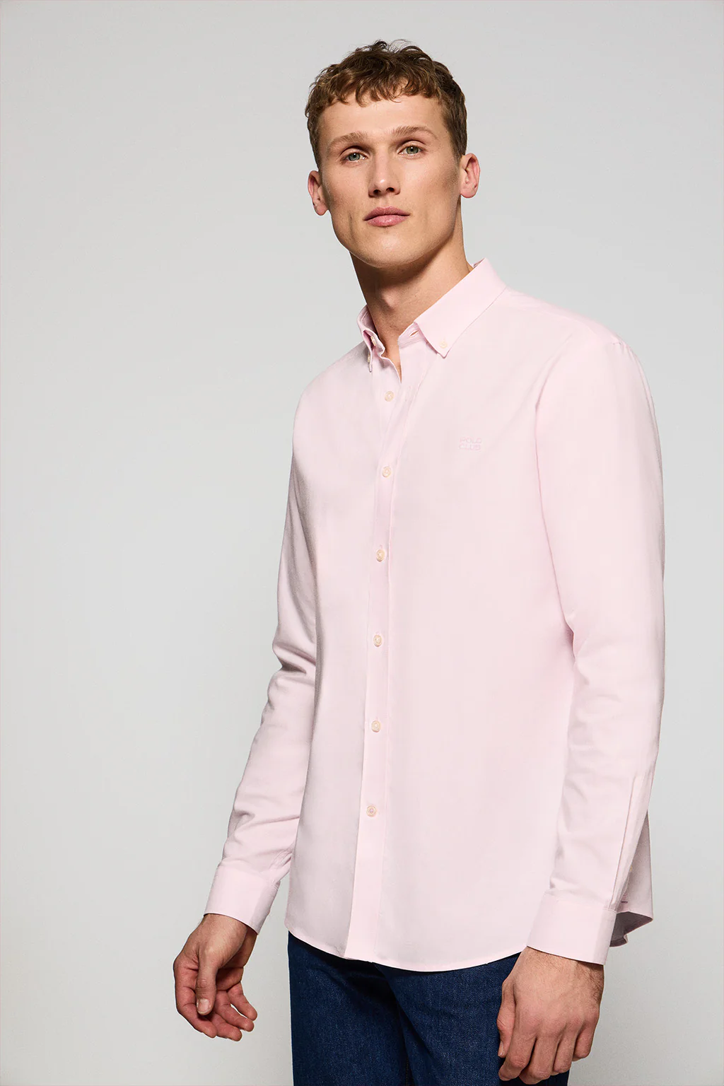 Pink plain Oxford shirt with Polo Club embroidered logo