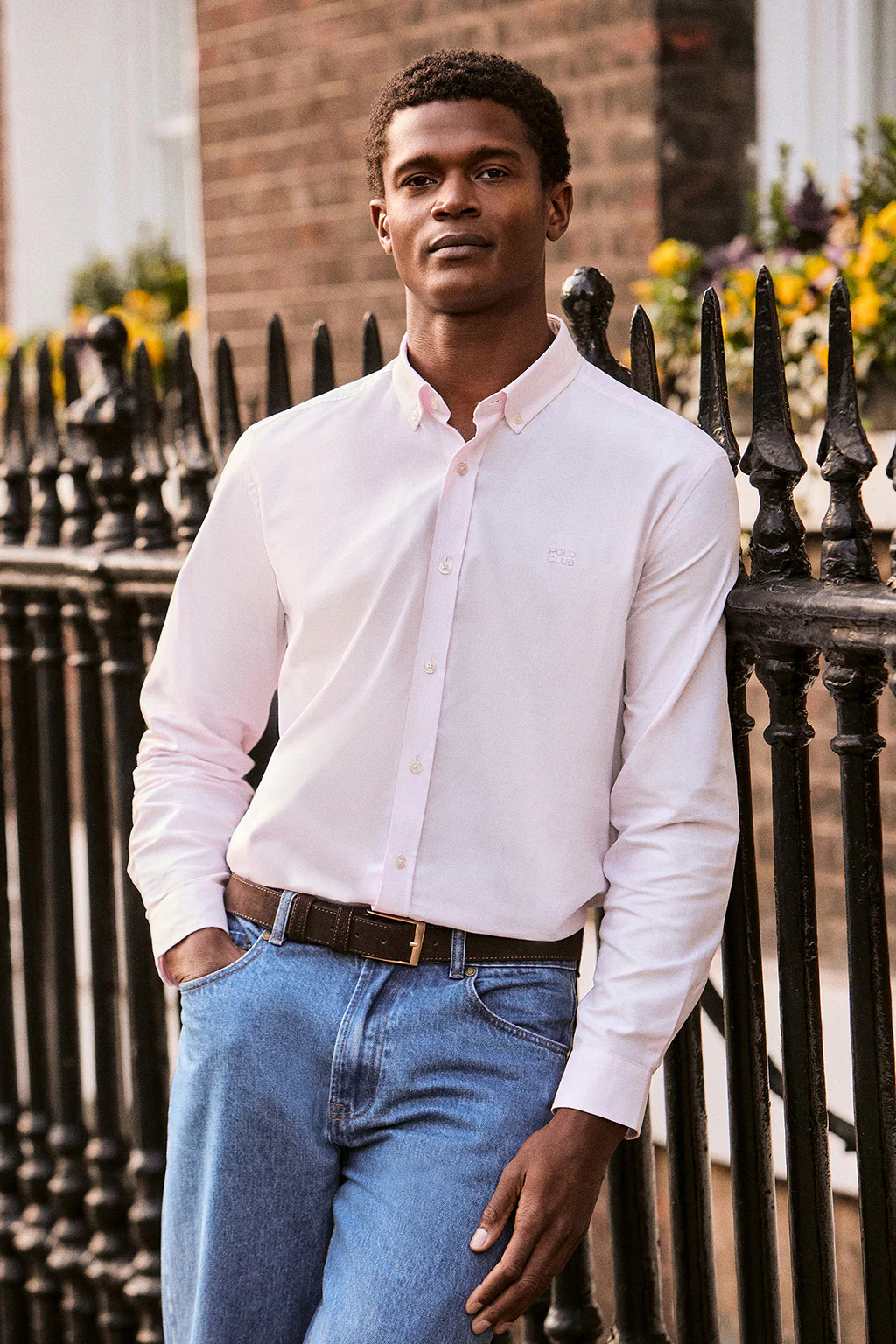 Pink plain Oxford shirt with Polo Club embroidered logo - Image 11