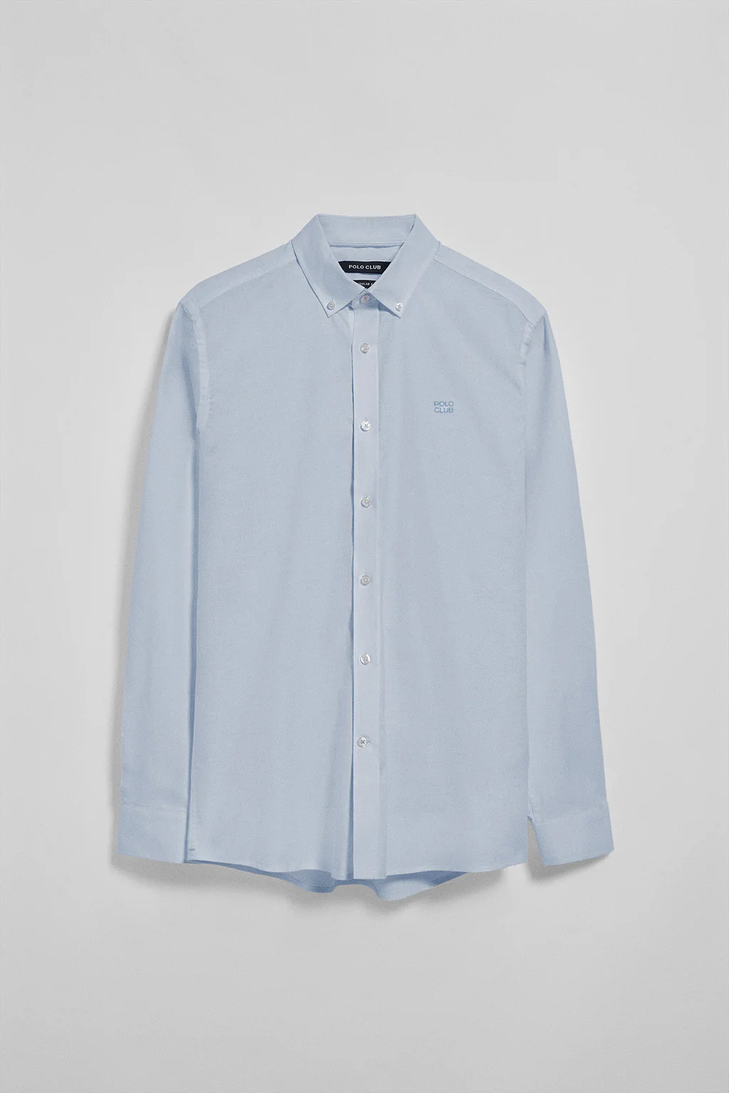 Sky-blue plain Oxford shirt with Polo Club embroidered logo - Image 5