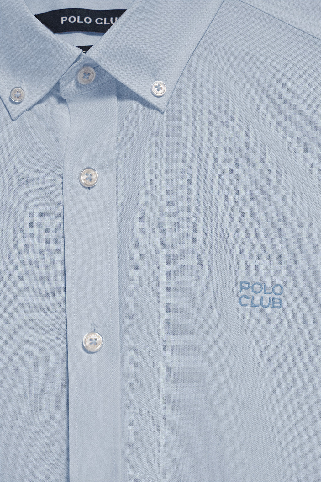 Sky-blue plain Oxford shirt with Polo Club embroidered logo - Image 6
