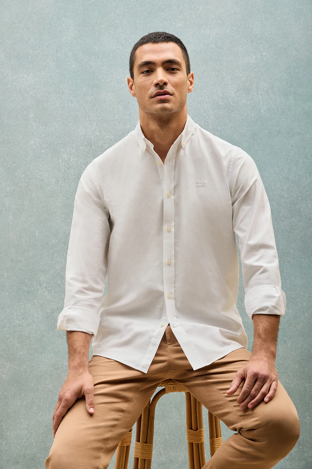 White plain Oxford shirt with Polo Club embroidered logo - Image 10